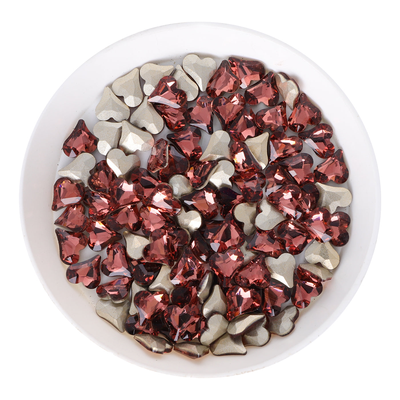 Sweet Heart Shape Mid Amethyst Glass Pointed Back Fancy Rhinestones WholesaleRhinestone メイン画像