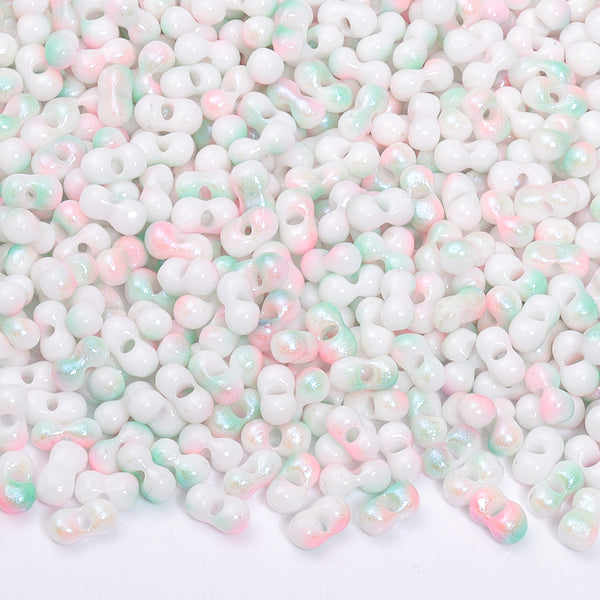 Various Colors Rainbow Effect Peanut Beads Shape Glass Seed Beads