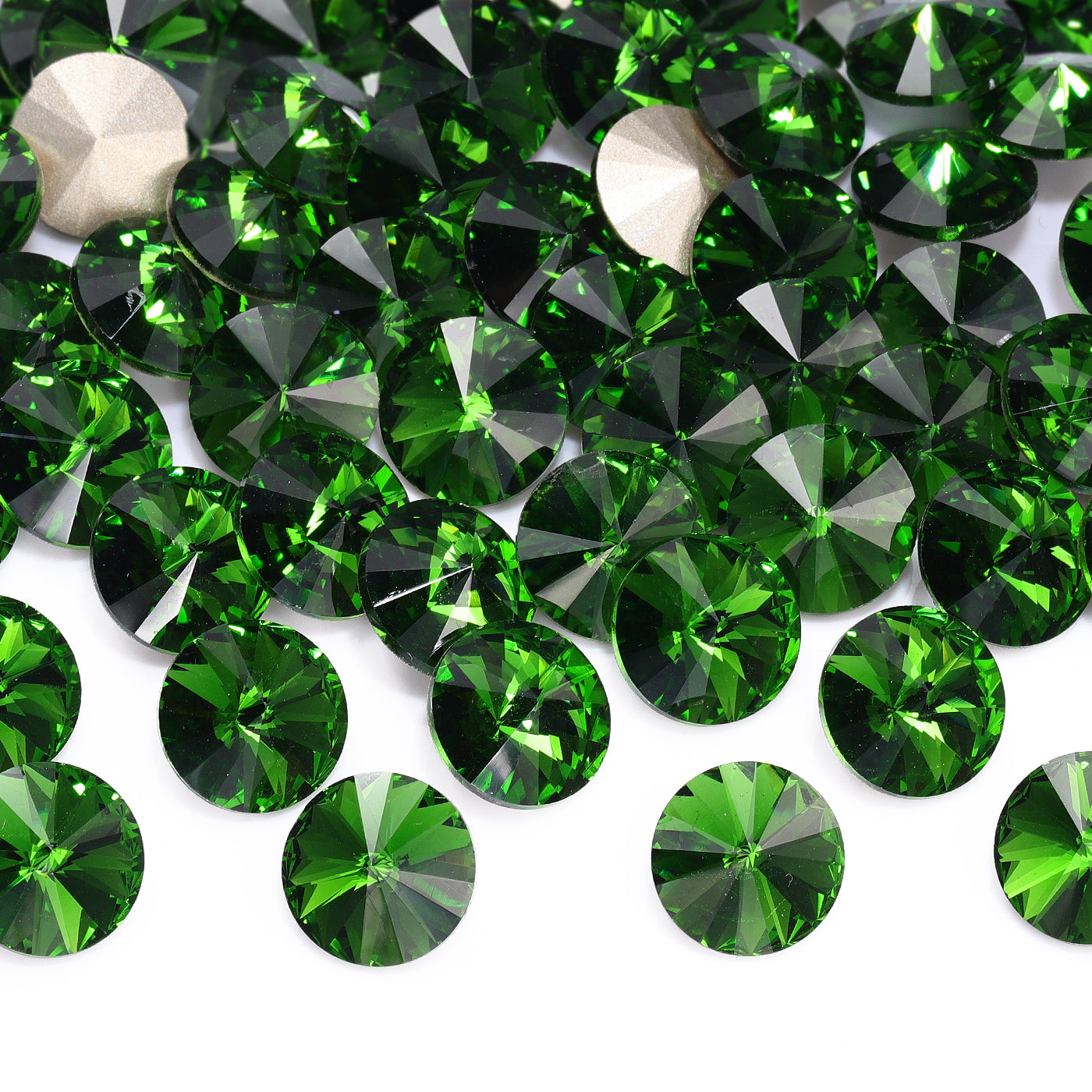Bregne grøn rivoli form af høj kvalitet glas pegede tilbage fancy rhinestones Sekundært billede