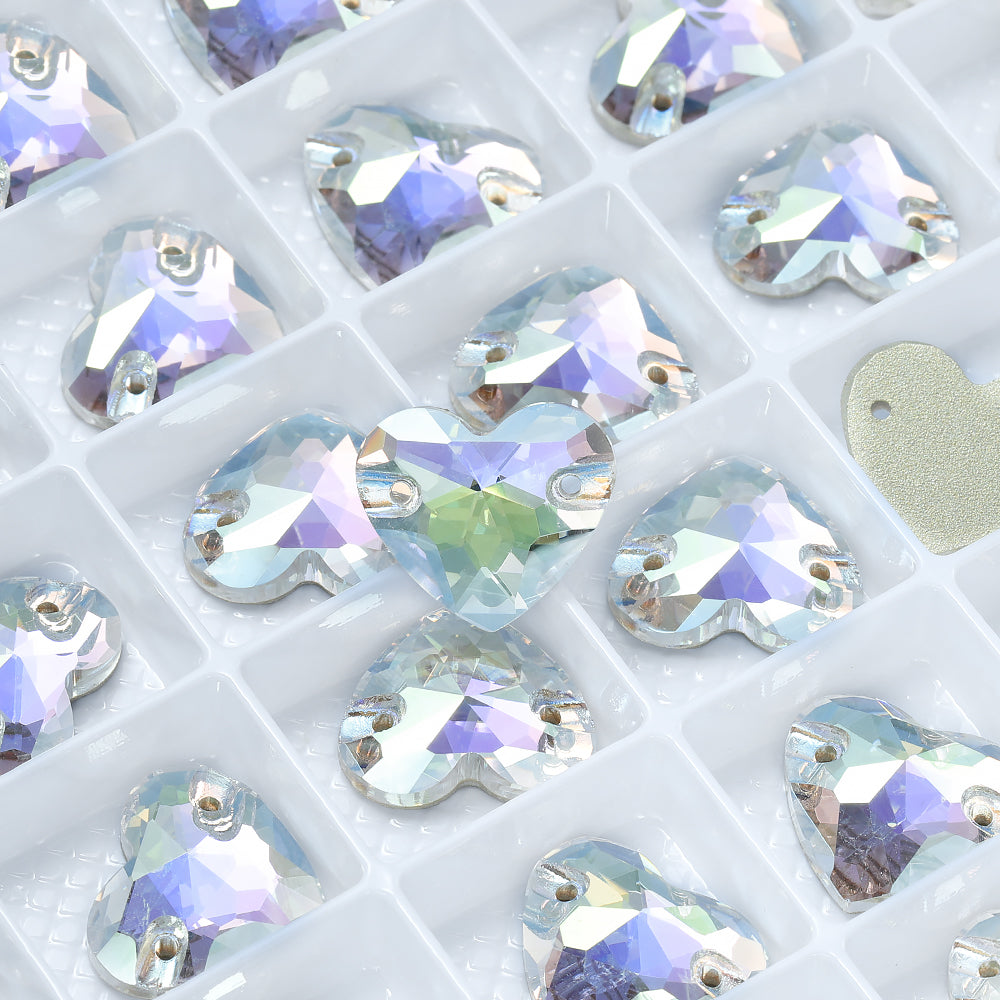 Crystal Transmission Heart Shape High Quality Glass Sew-on Rhinestones