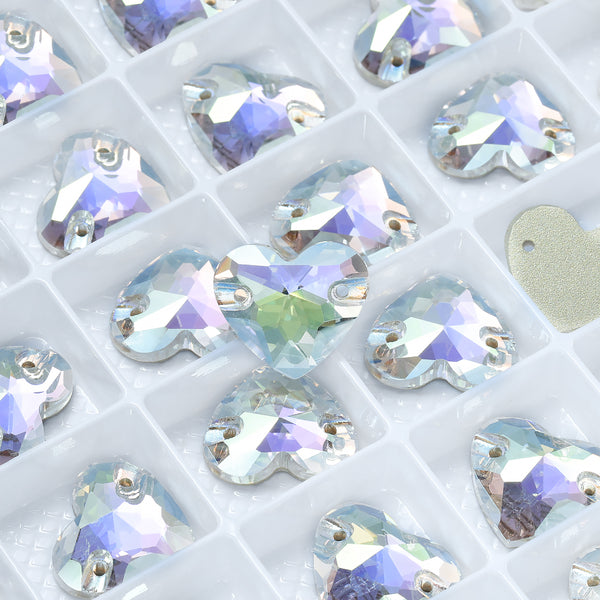 Crystal Transmission Heart Shape High Quality Glass Sew-on Rhinestones WholesaleRhinestone