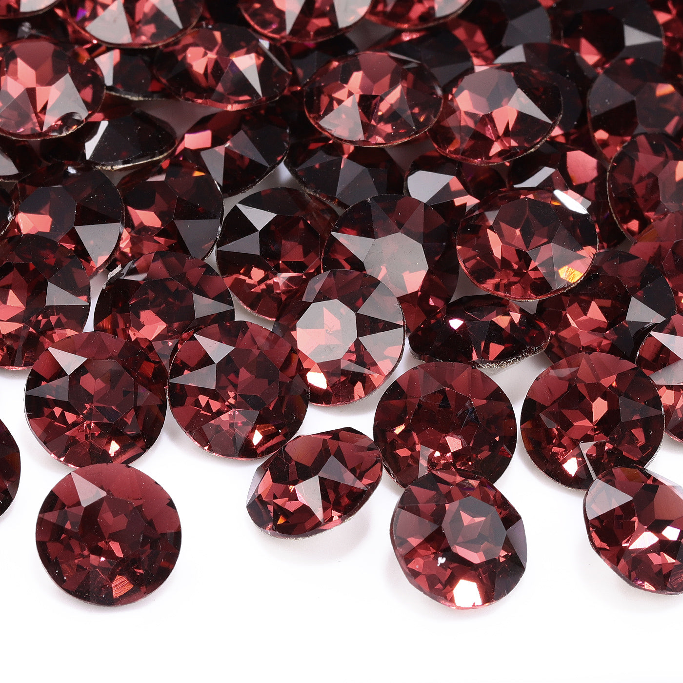 Burgundy Gemstone Flower Shape High Quality Glass Pointed Back Fancy Rhinestones