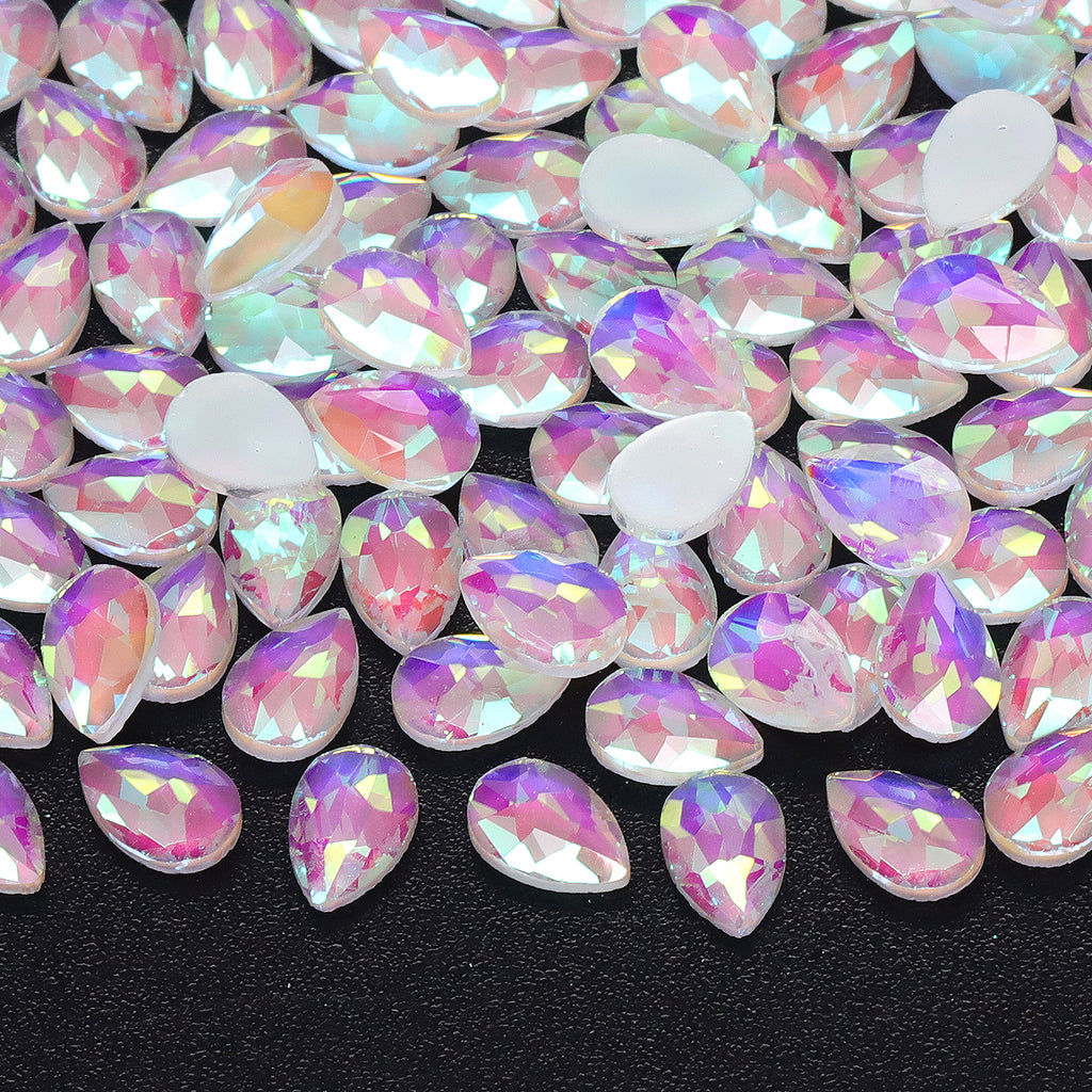 Raindrop Shape Mocha White Flat Back Fancy Rhinestones WholesaleRhinestone
