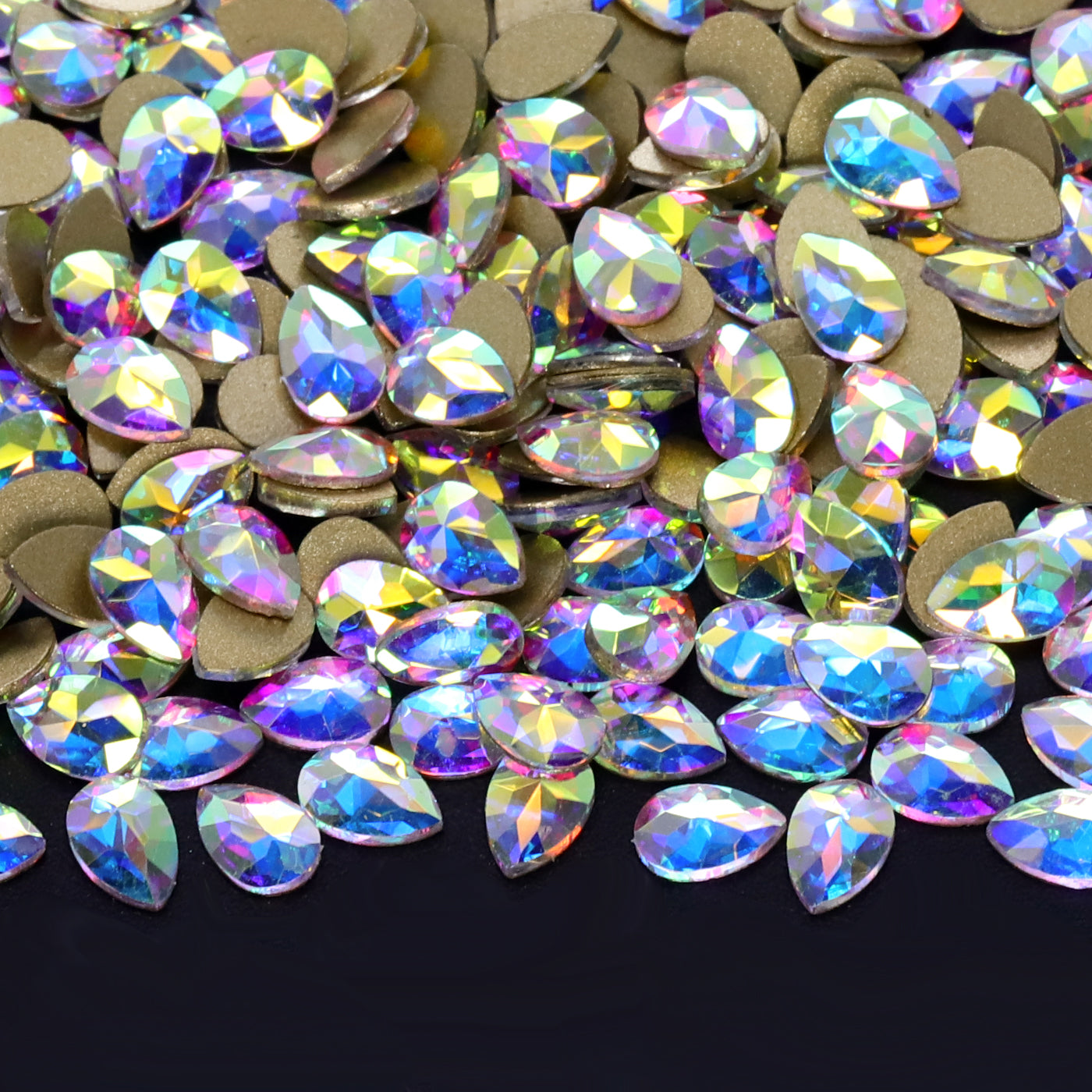 Raindrop Shape Crystal AB Flat Back Fancy Rhinestones