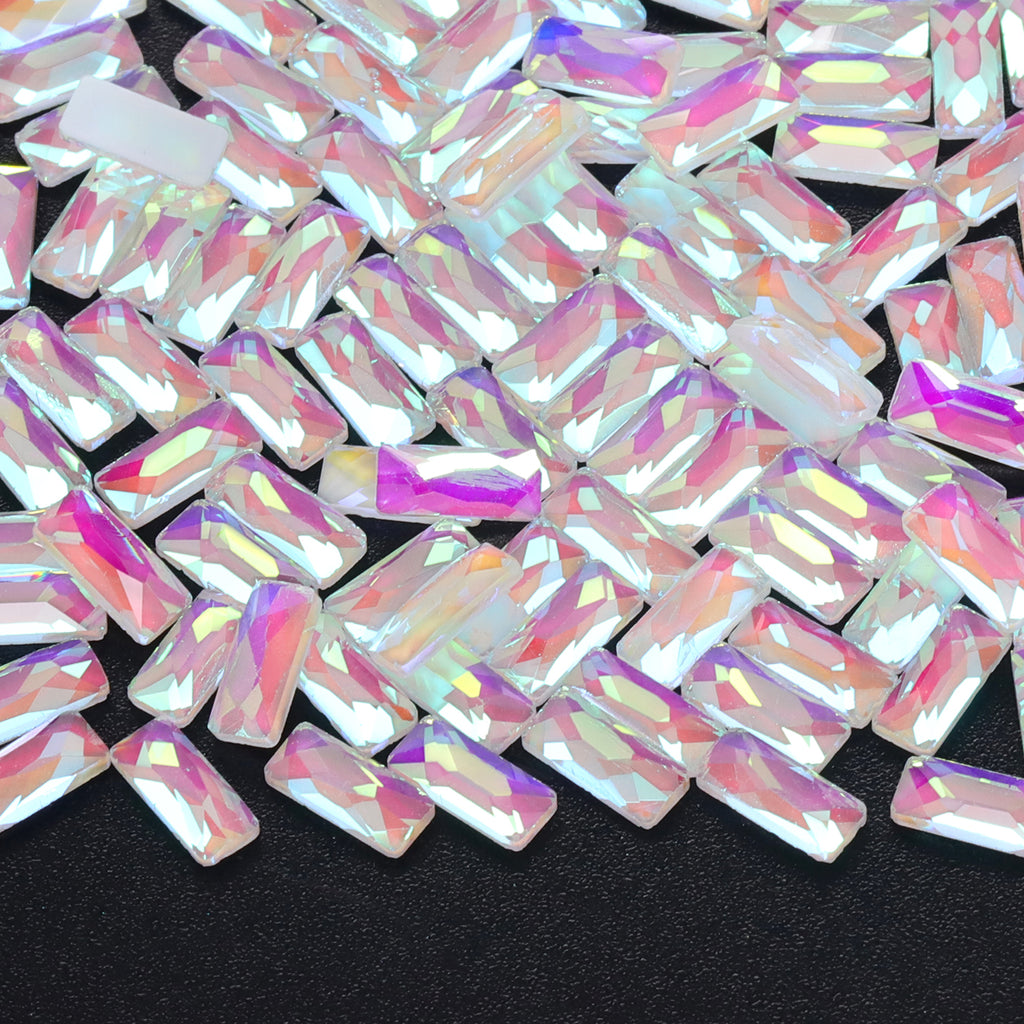 Rectangle Shape Mocha White Flat Back Fancy Rhinestones WholesaleRhinestone