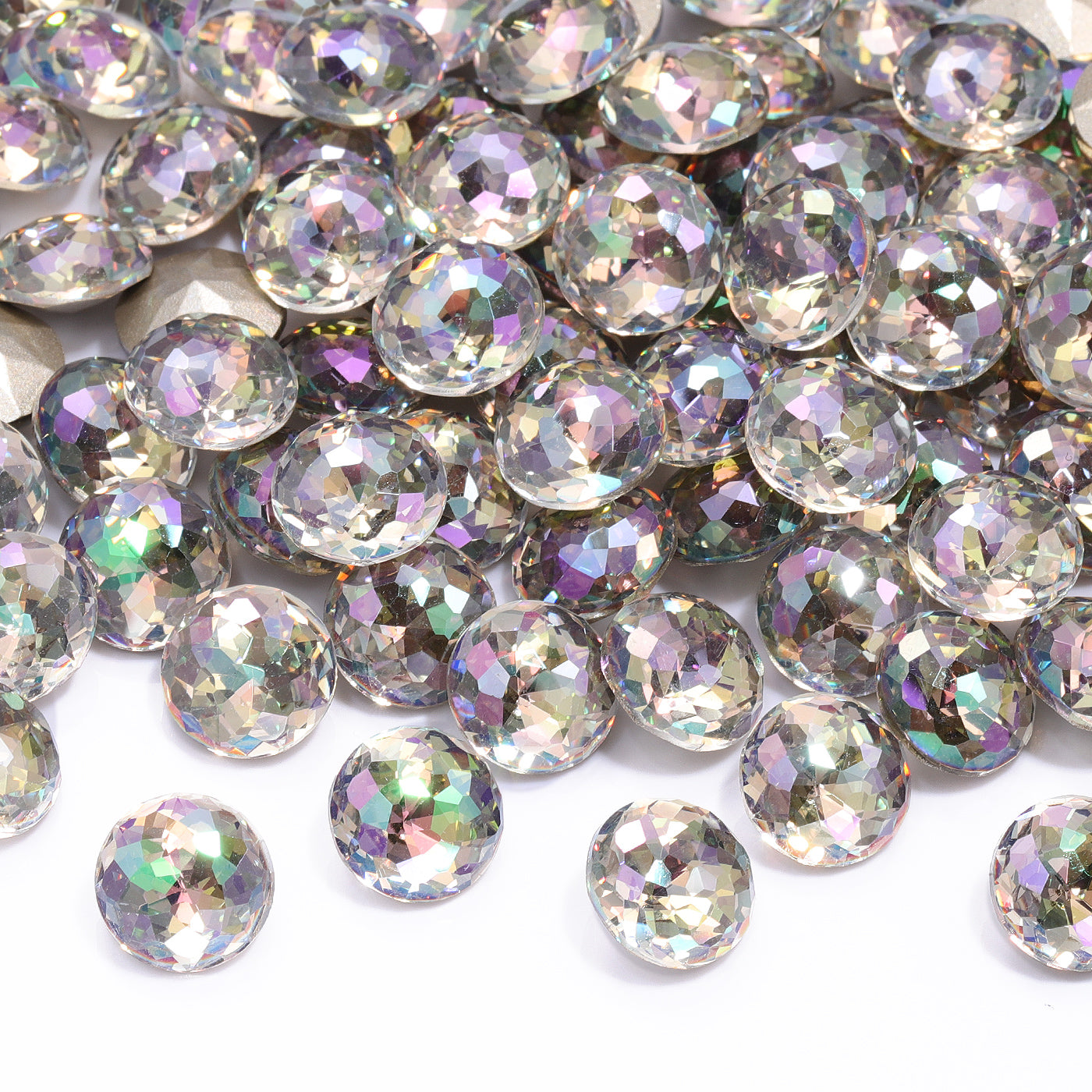 Ghost Light Dome Round Shape High Quality Glass Pointed Back Fancy Rhinestones WholesaleRhinestone