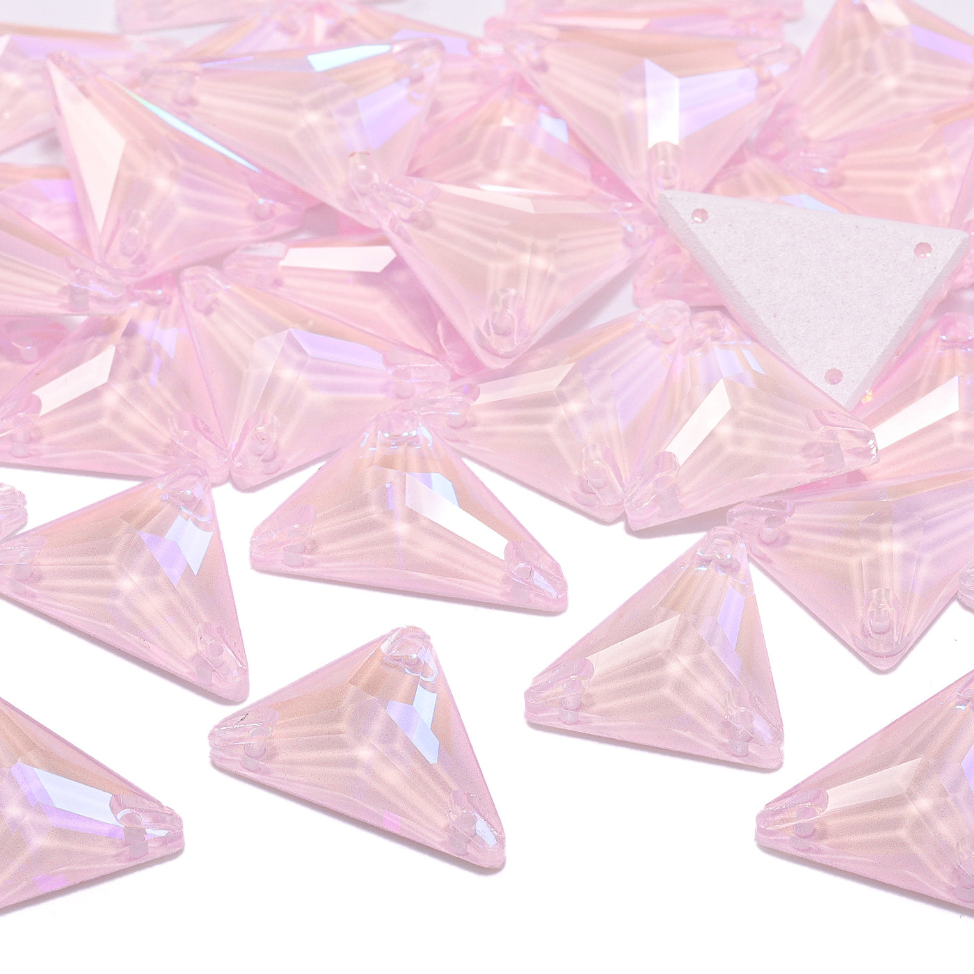 Electric Neon Light Rose Slim Triangle Shape High Quality Glass Sew-on Rhinestones