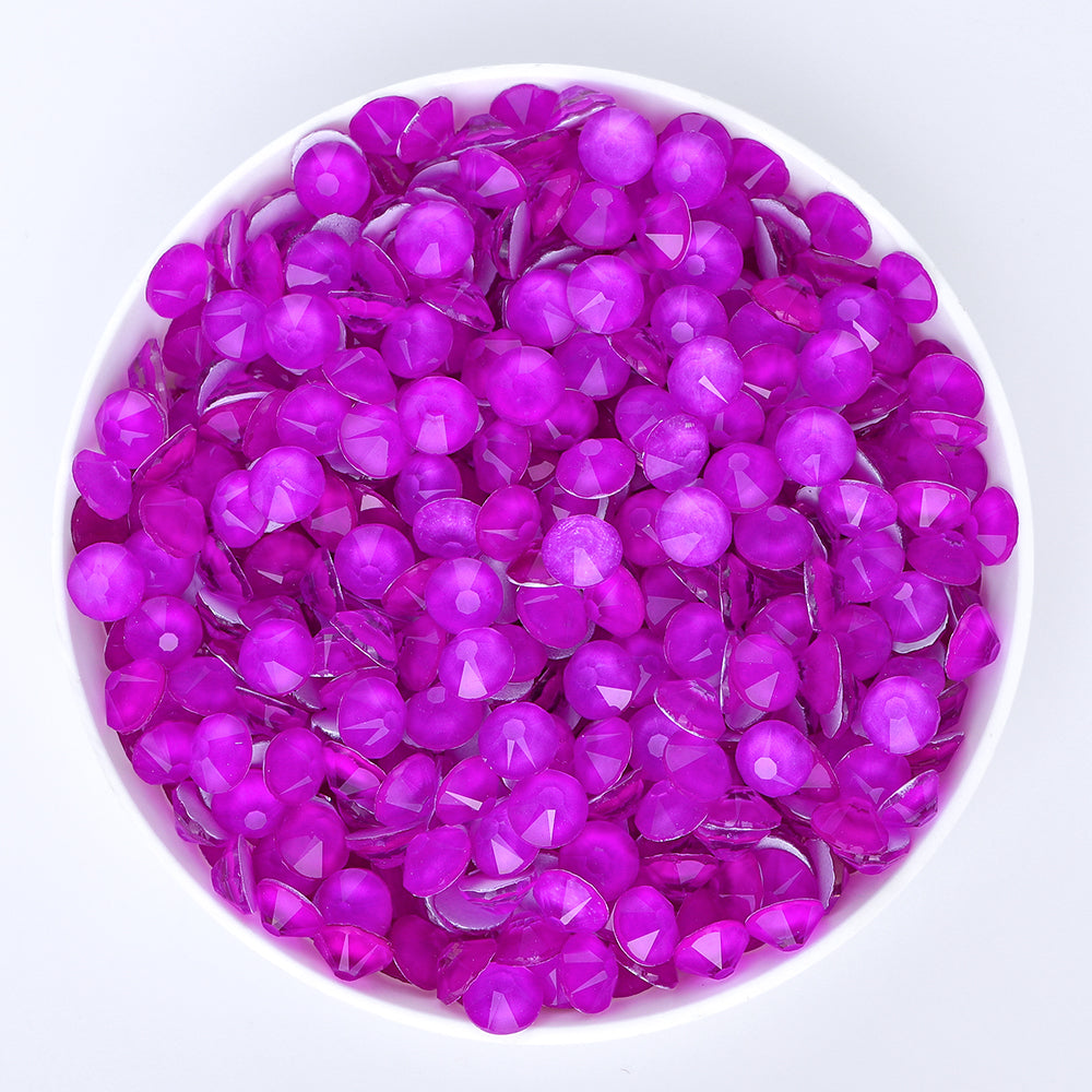 Neon Purple Glass Flat Back Glue-On Rhinestones 16 Cut Facets