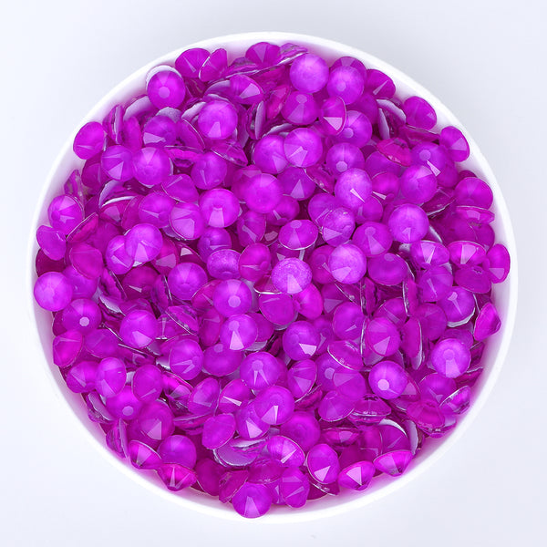 Neon Purple Glass Flat Back Glue-On Rhinestones 16 Cut Facets WholesaleRhinestone
