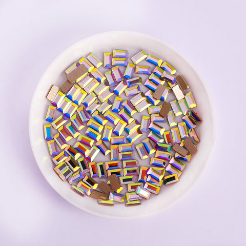 Rectangle Shape Crystal AB Flat Back Fancy Rhinestones