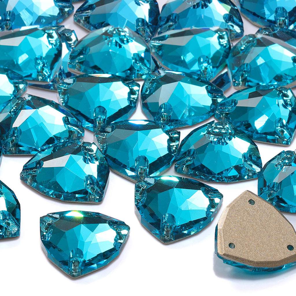 Aquamarine Trilliant Shape High Quality Glass Sew-on Rhinestones WholesaleRhinestone