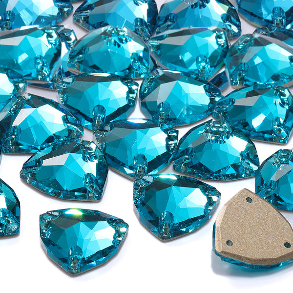Aquamarine Trilliant Shape High Quality Glass Sew-on Rhinestones WholesaleRhinestone