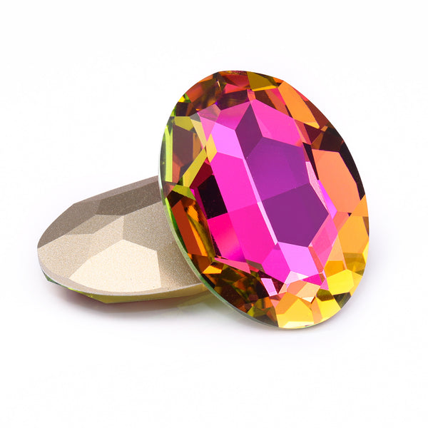Vitrail Rose Big Oval Shape High Quality Glass Pointed Back Fancy Rhinestones WholesaleRhinestone