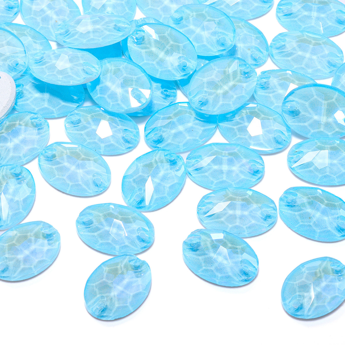 Electric Neon Aquamarine Oval Shape High Quality Glass Sew-on Rhinestones WholesaleRhinestone