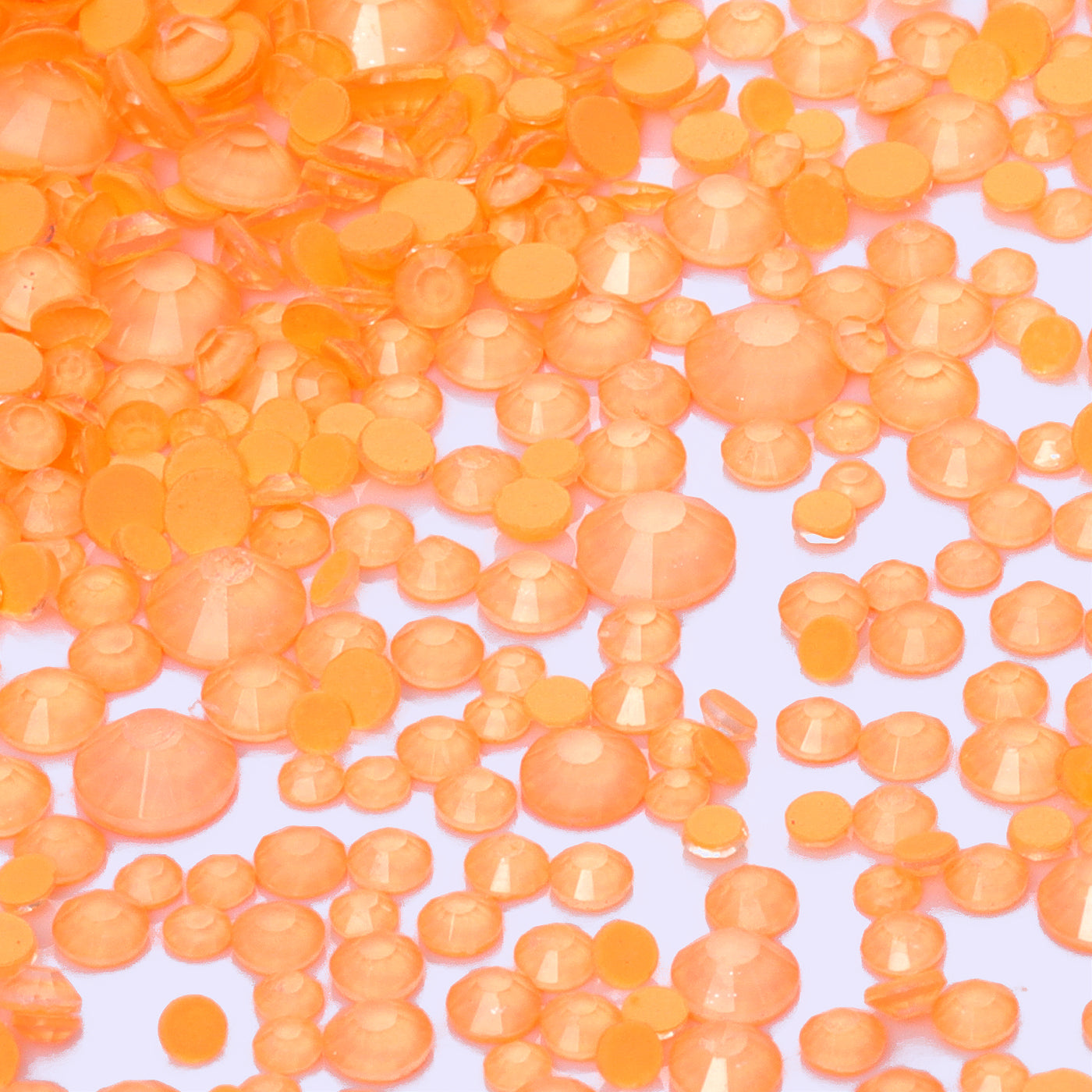 Mixed Sizes Neon Coral Orange Glass Flat Back Rhinestones For Nail Art WholesaleRhinestone メイン画像