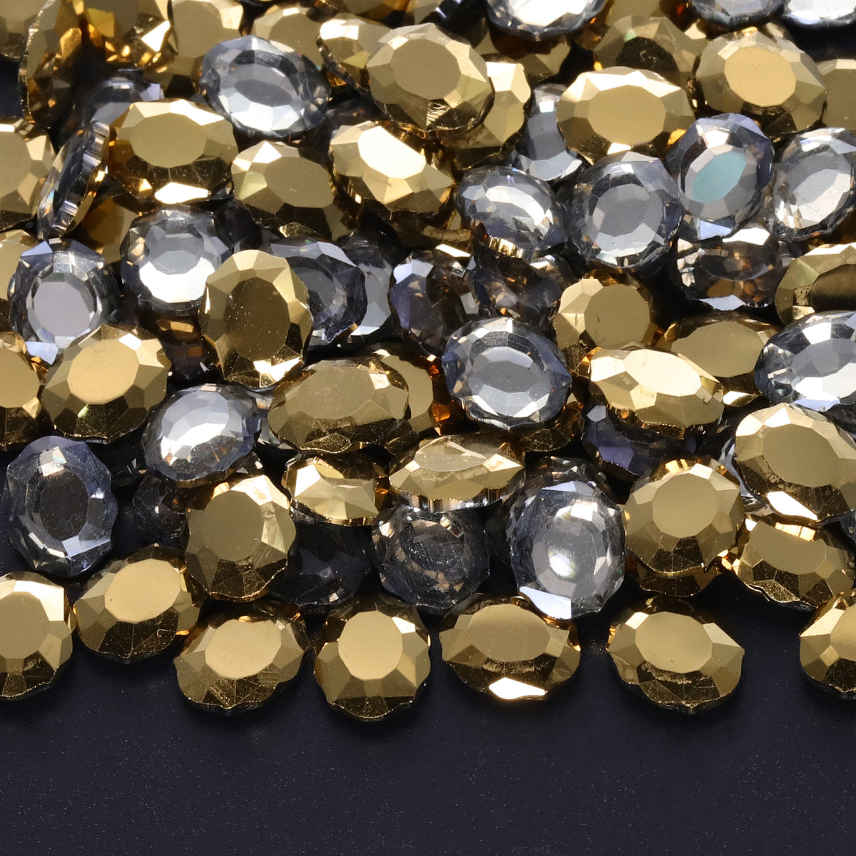 Mine Gold Magic Mirror Shape Pointed Back Fancy Rhinestones For Nail Art