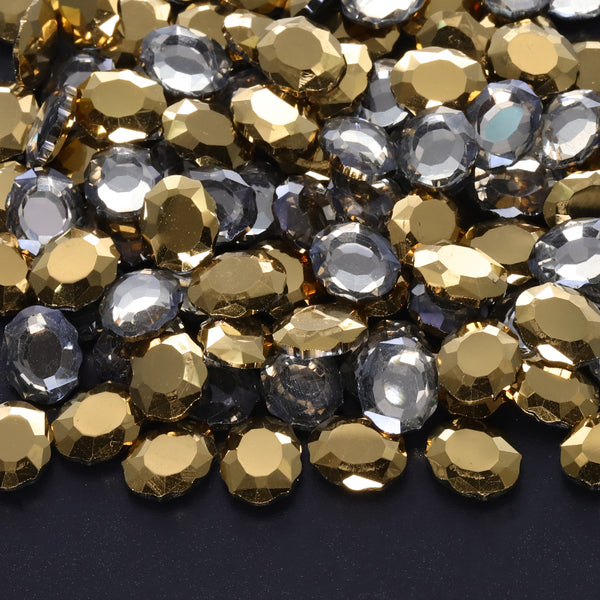 Mine Gold Magic Mirror Shape Pointed Back Fancy Rhinestones For Nail Art