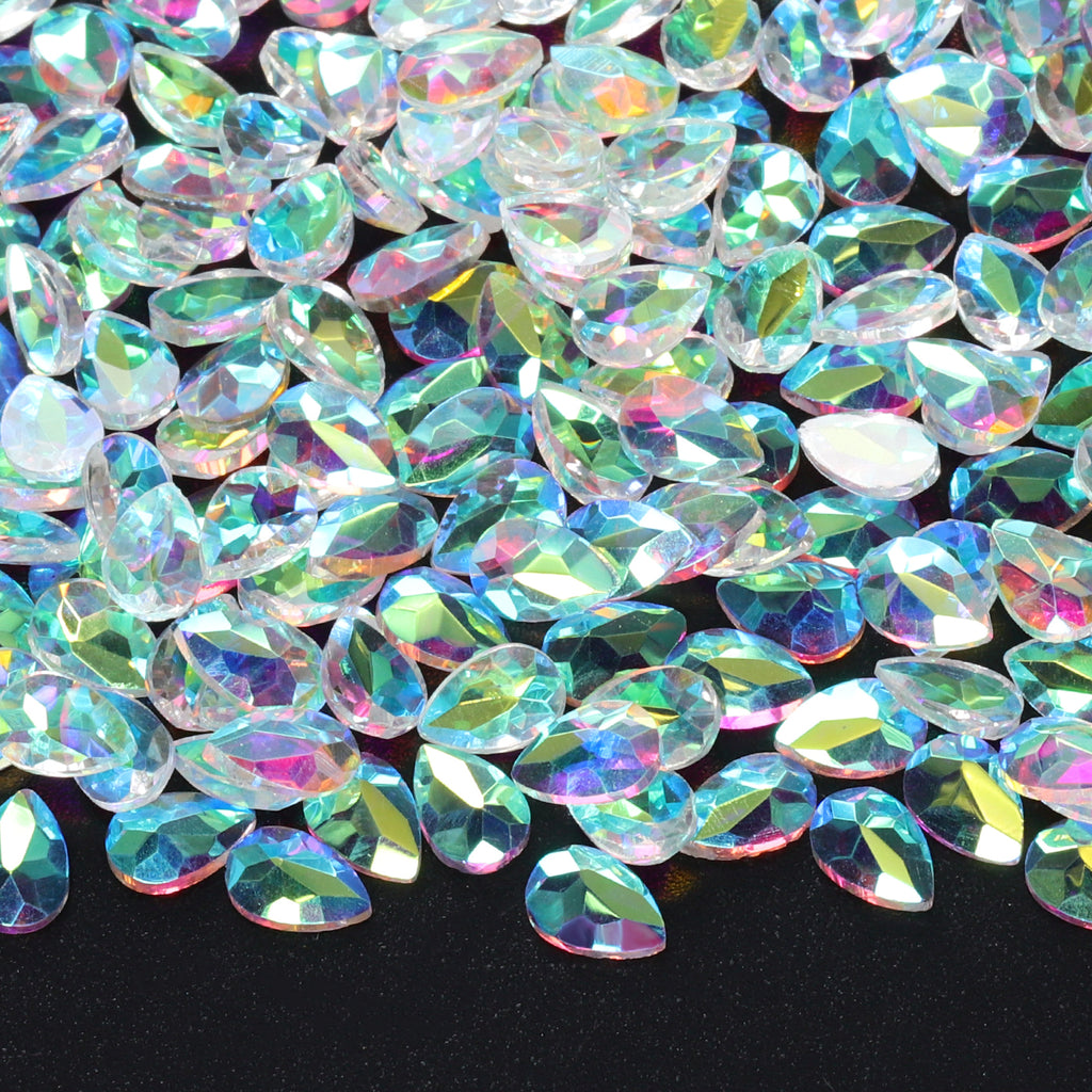 Raindrop Shape Crystal AB Unfoiled Flat Back Fancy Rhinestones WholesaleRhinestone