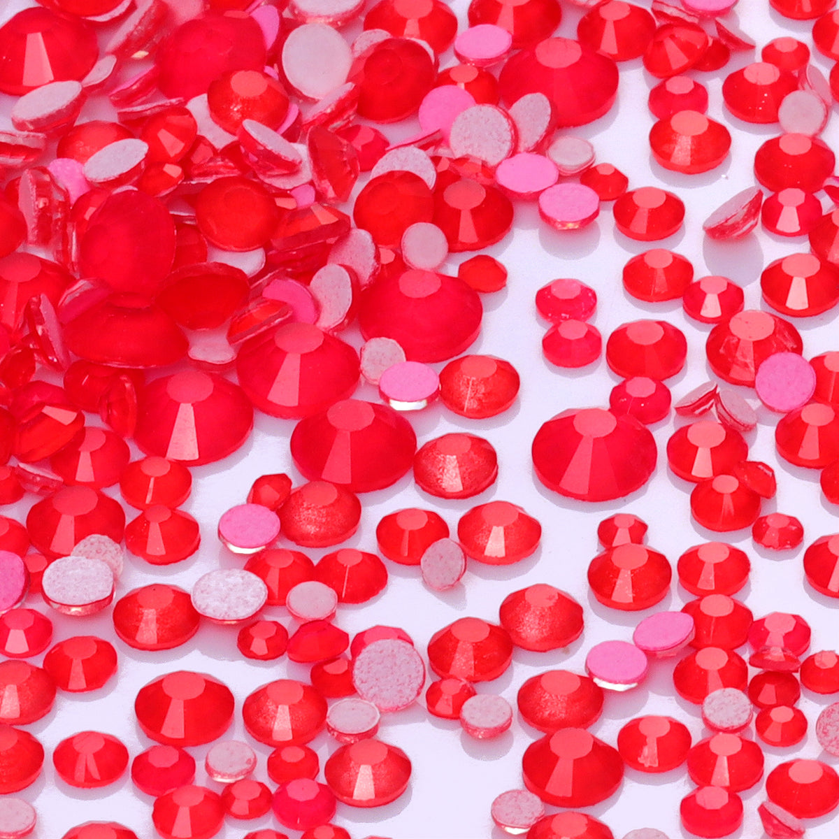 Mixed Sizes Neon Red Glass Flat Back Rhinestones For Nail Art WholesaleRhinestone メイン画像