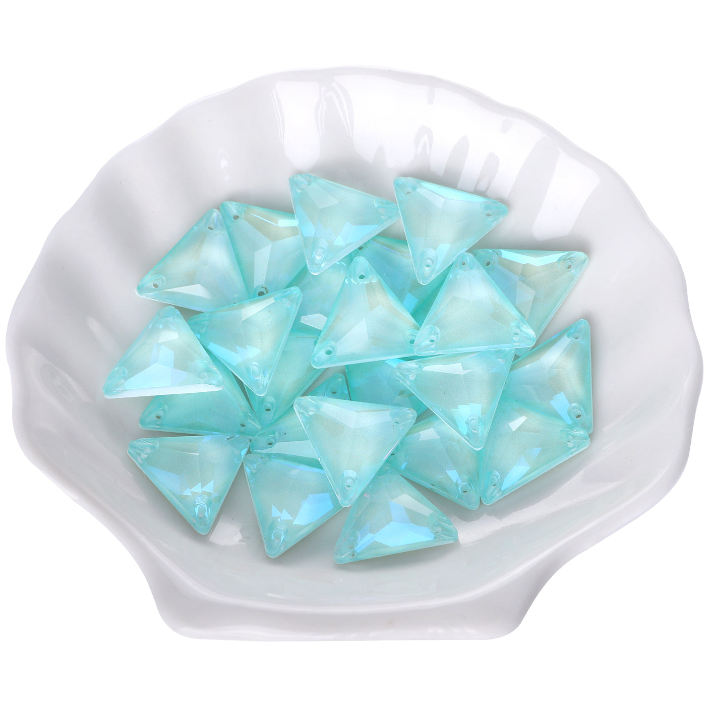 Electric Neon Light Azore Triangle Shape High Quality Glass Sew-on Rhinestones