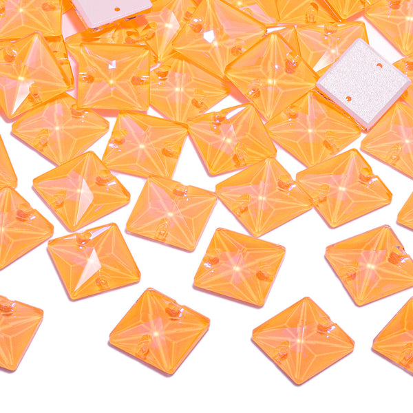 Electric Neon Sunflower Square Shape High Quality Glass Sew-on Rhinestones WholesaleRhinestone