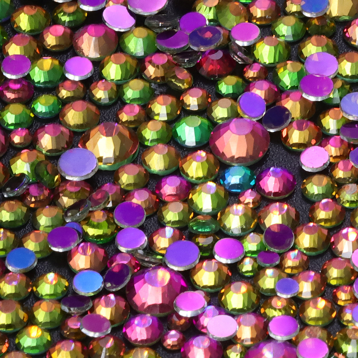 Mixed Sizes Aurora Rainbow Glass Flat Back Rhinestones For Nail Art