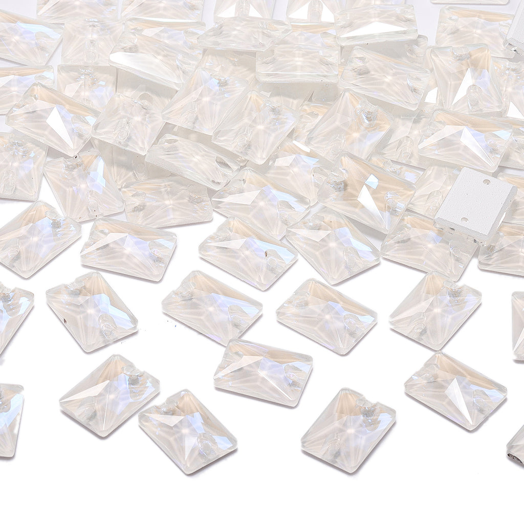 Electric Neon White Rectangle Shape High Quality Glass Sew-on Rhinestones WholesaleRhinestone