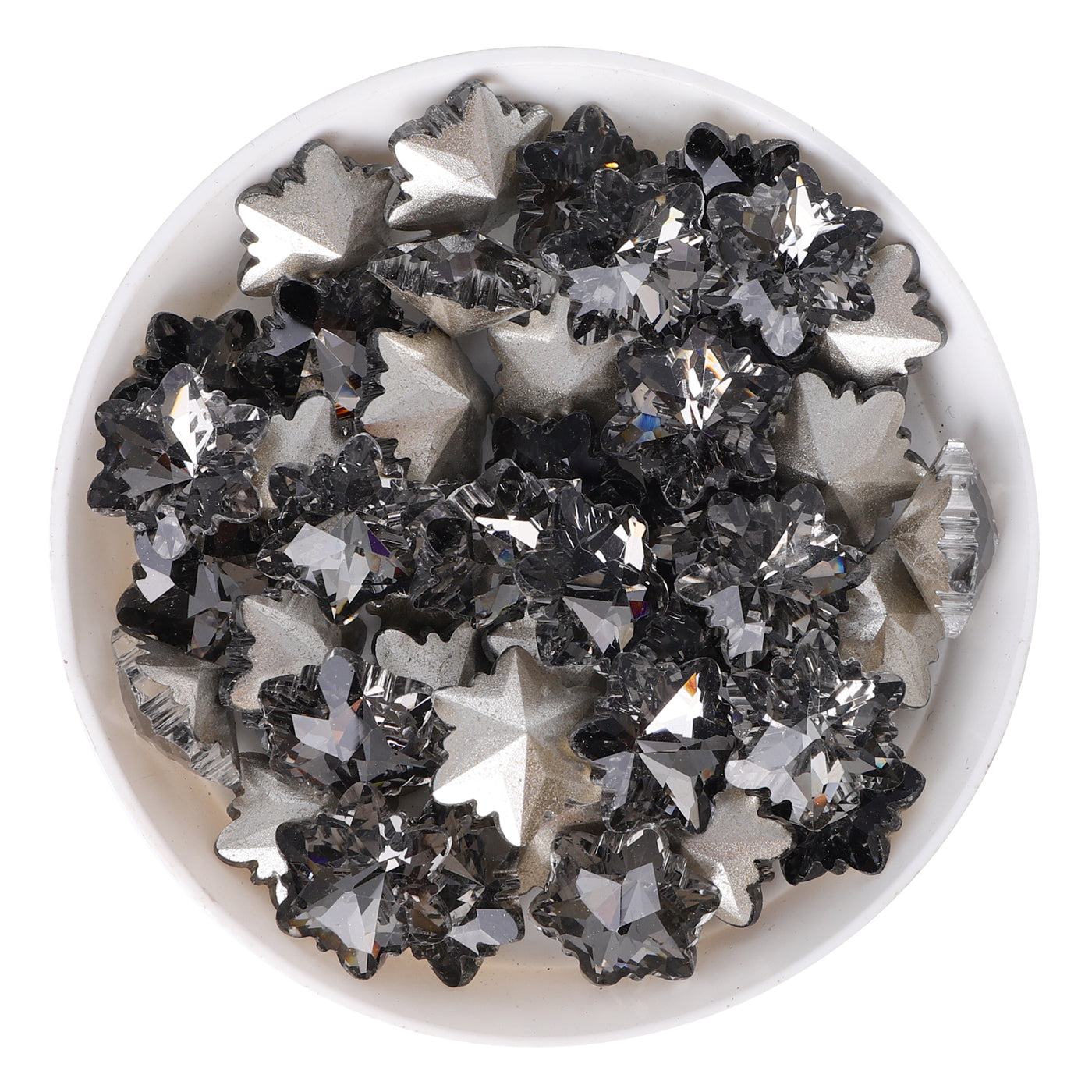 Black Diamond Snowflake Shape Glass Pointed Back Fancy Rhinestones WholesaleRhinestone Main image