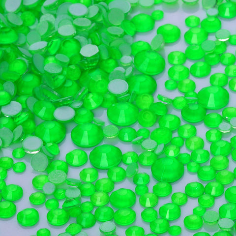 Mixed Sizes Green Glass FlatBack Neon Rhinestones For Nail Art WholesaleRhinestone 메인 이미지