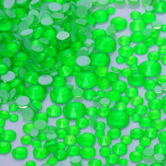 Mixed Sizes Green Glass FlatBack Neon Rhinestones For Nail Art WholesaleRhinestone