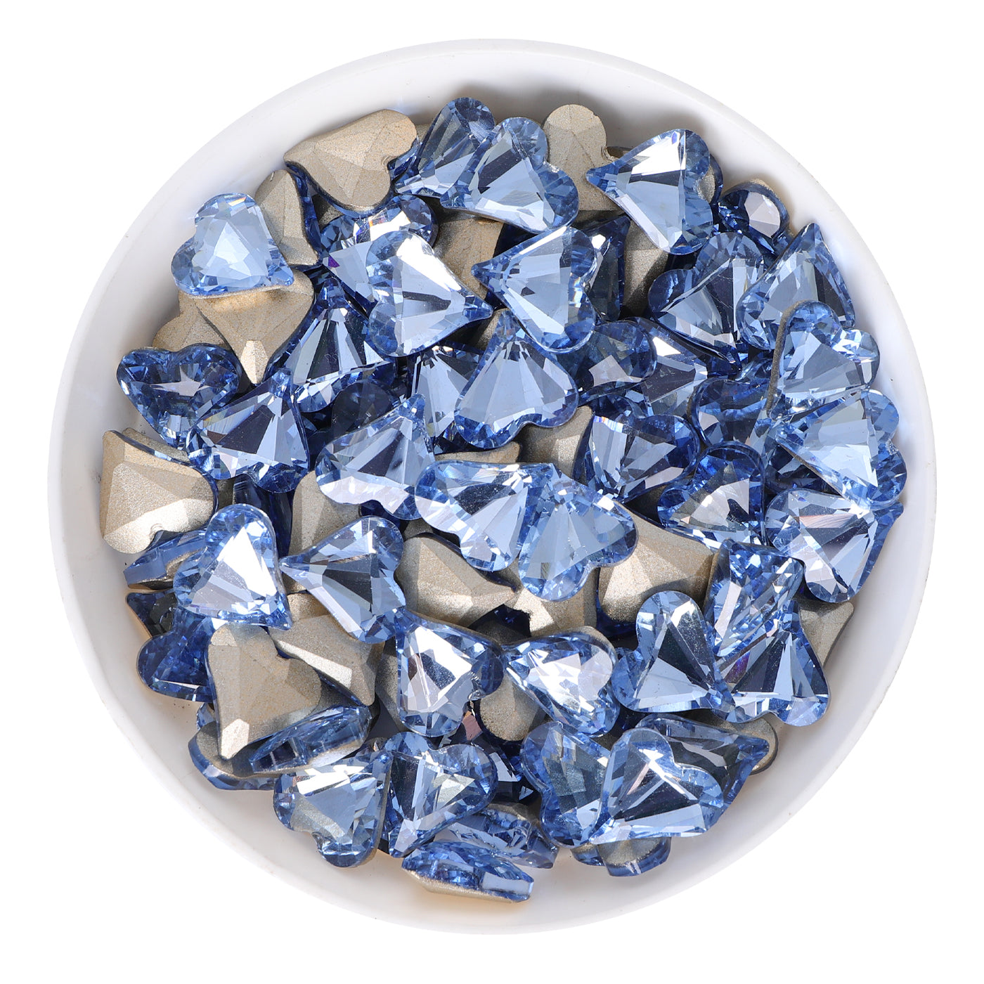 Sweet Heart Shape Lt Light Blue Glass Pointed Back Fancy Rhinestones WholesaleRhinestone Main image
