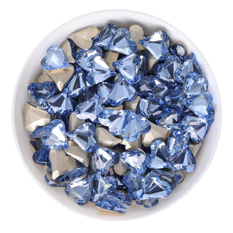 Sweet Heart Shape Lt Light Blue Glass Pointed Back Fancy Rhinestones WholesaleRhinestone Imagen principal del producto