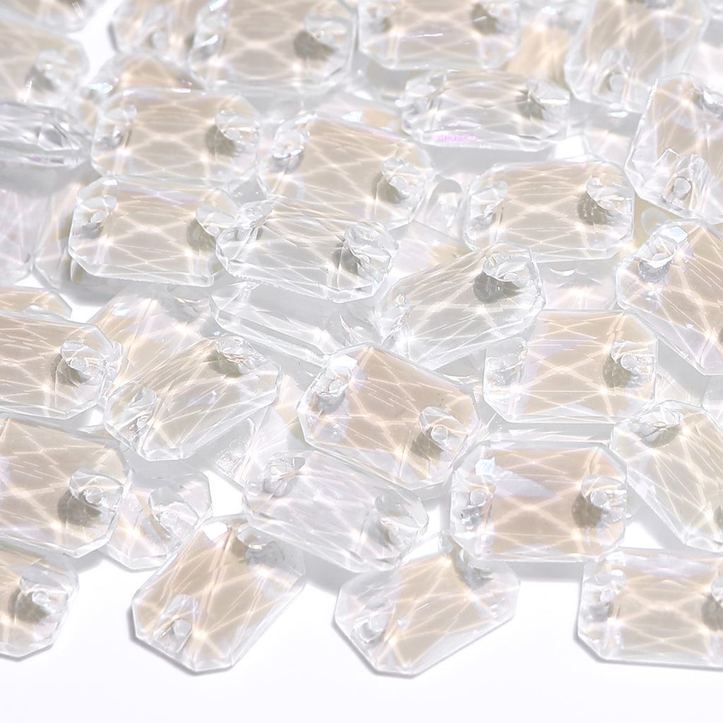 Electric Neon White Octagon Shape High Quality Glass Sew-on Rhinestones