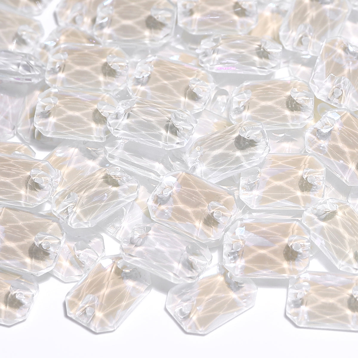 Electric Neon White Octagon Shape High Quality Glass Sew-on Rhinestones