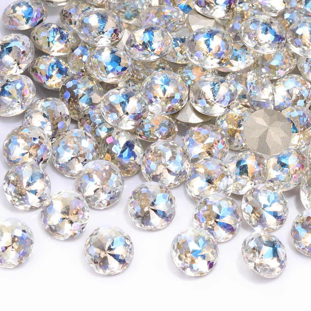 Moonlight Dome Round Shape High Quality Glass Pointed Back Fancy Rhinestones WholesaleRhinestone