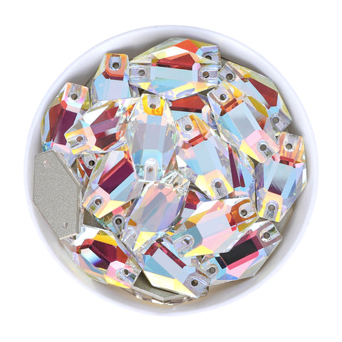 Light Crystal AB Hexagon Shape High Quality Glass Sew-on Rhinestones