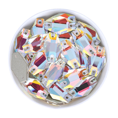 Light Crystal AB Hexagon Shape High Quality Glass Sew-on Rhinestones