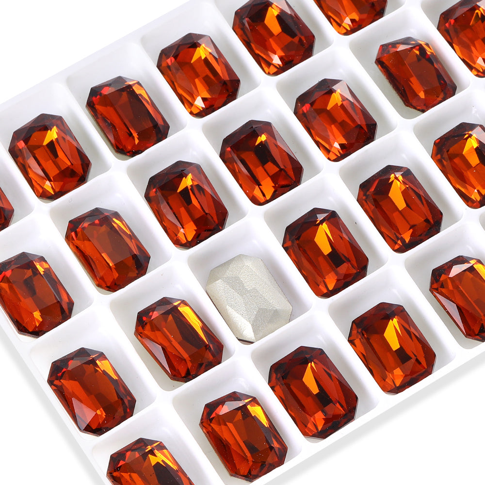 Tangerine Thin Octagon Shape High Quality Glass Pointed Back Fancy Rhinestones WholesaleRhinestone