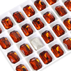Tangerine Thin Octagon Shape High Quality Glass Pointed Back Fancy Rhinestones