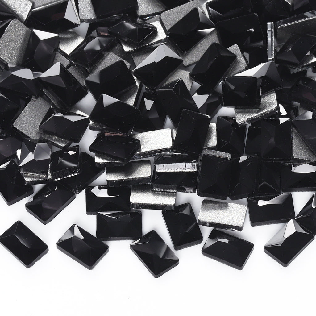 Rectangle Shape Black Flat Back Fancy Rhinestones
