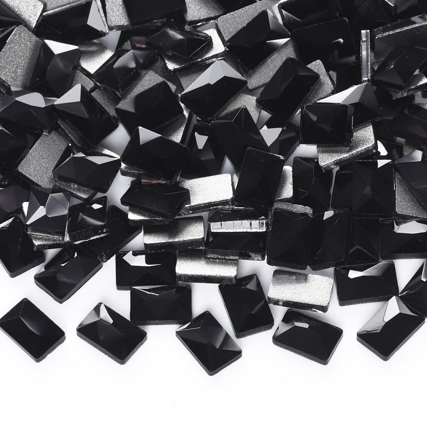 Rectangle Shape Black Flat Back Fancy Rhinestones