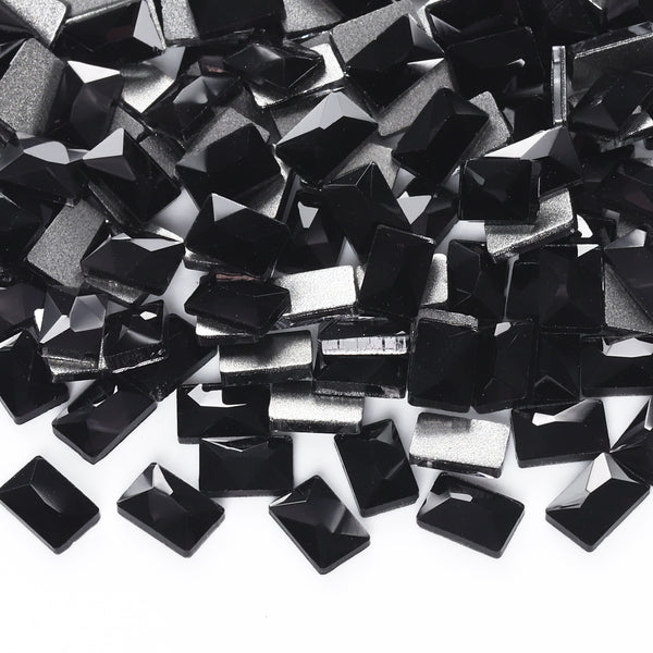 Rectangle Shape Black Flat Back Fancy Rhinestones