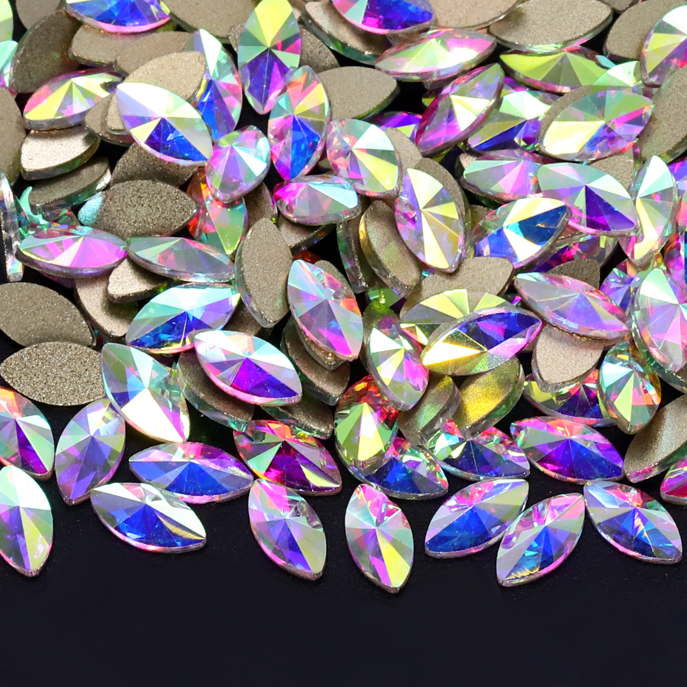 Navette Form Crystal AB Flat Rücken ausgefallene Strasssteine