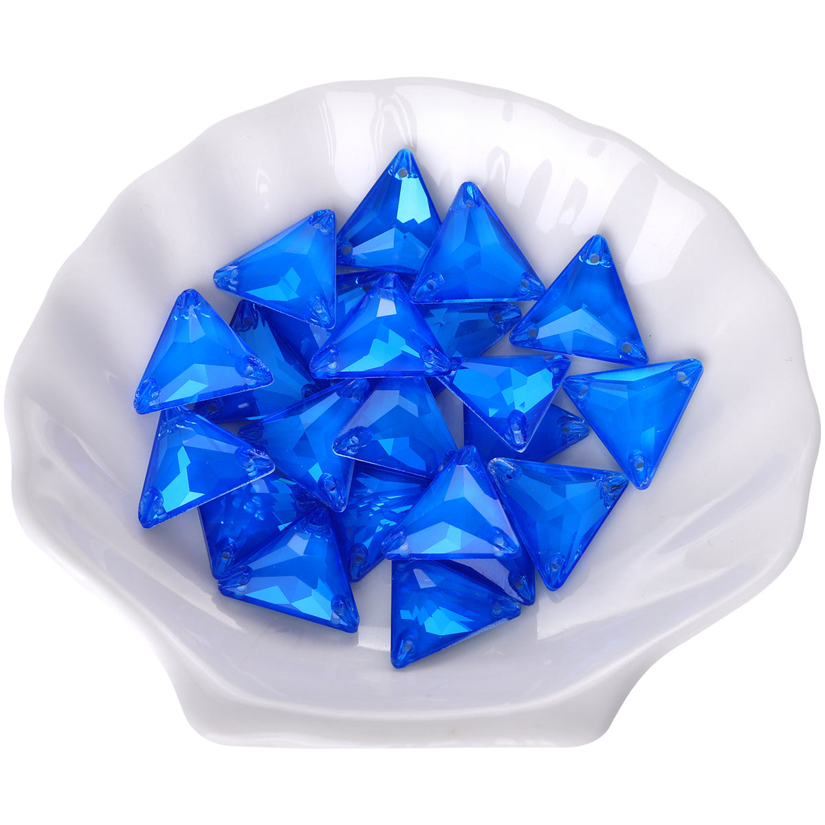 Electric Neon Blue Triangle Shape High Quality Glass Sew-on Rhinestones WholesaleRhinestone