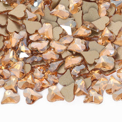 Heart Shape Golden Shadow Glass Flat Back Fancy Rhinestones