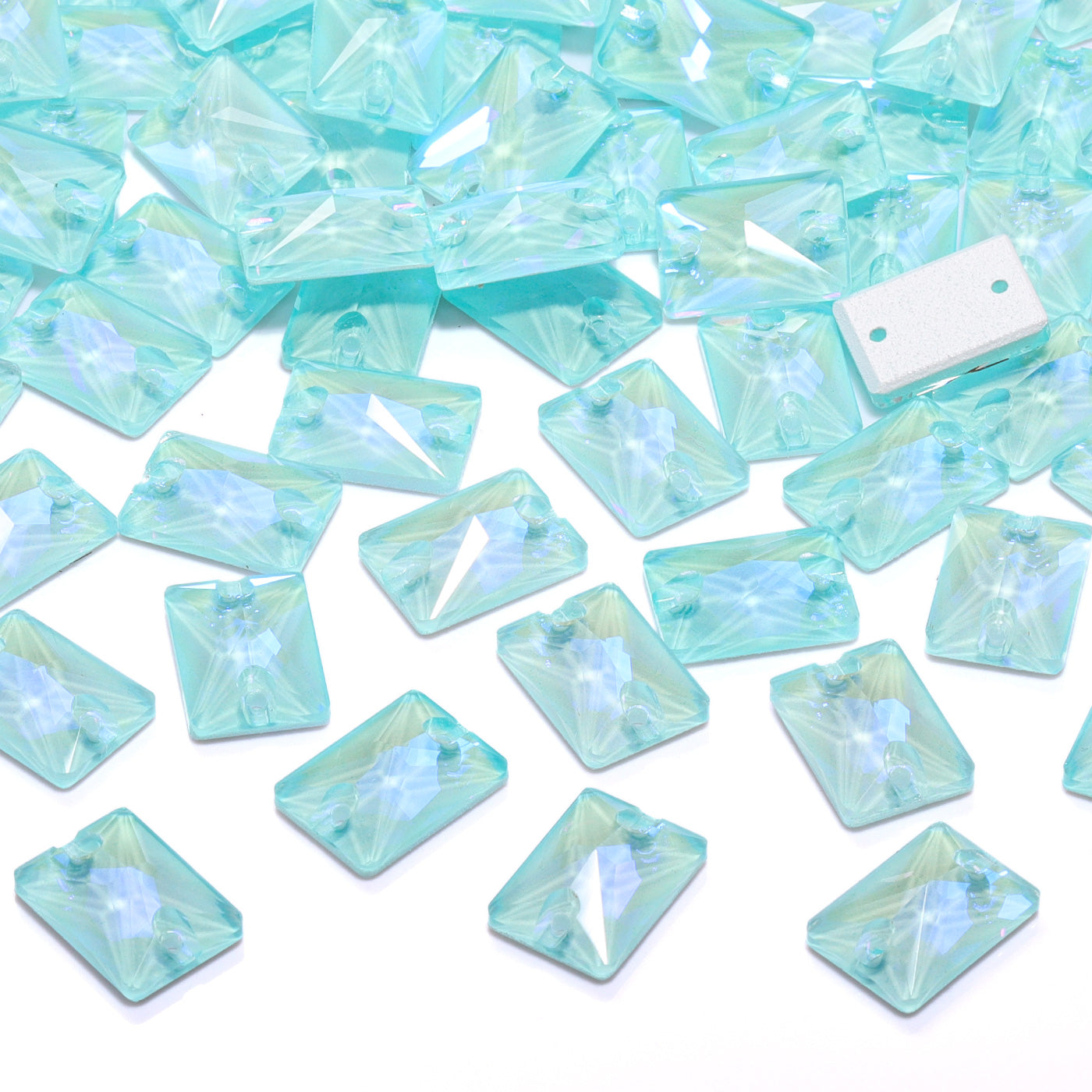 Electric Neon Light Azore Rectangle Shape High Quality Glass Sew-on Rhinestones WholesaleRhinestone