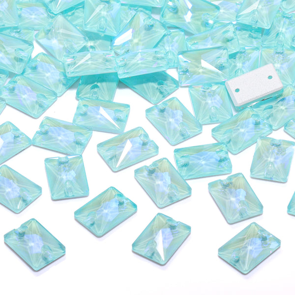 Electric Neon Light Azore Rectangle Shape High Quality Glass Sew-on Rhinestones WholesaleRhinestone