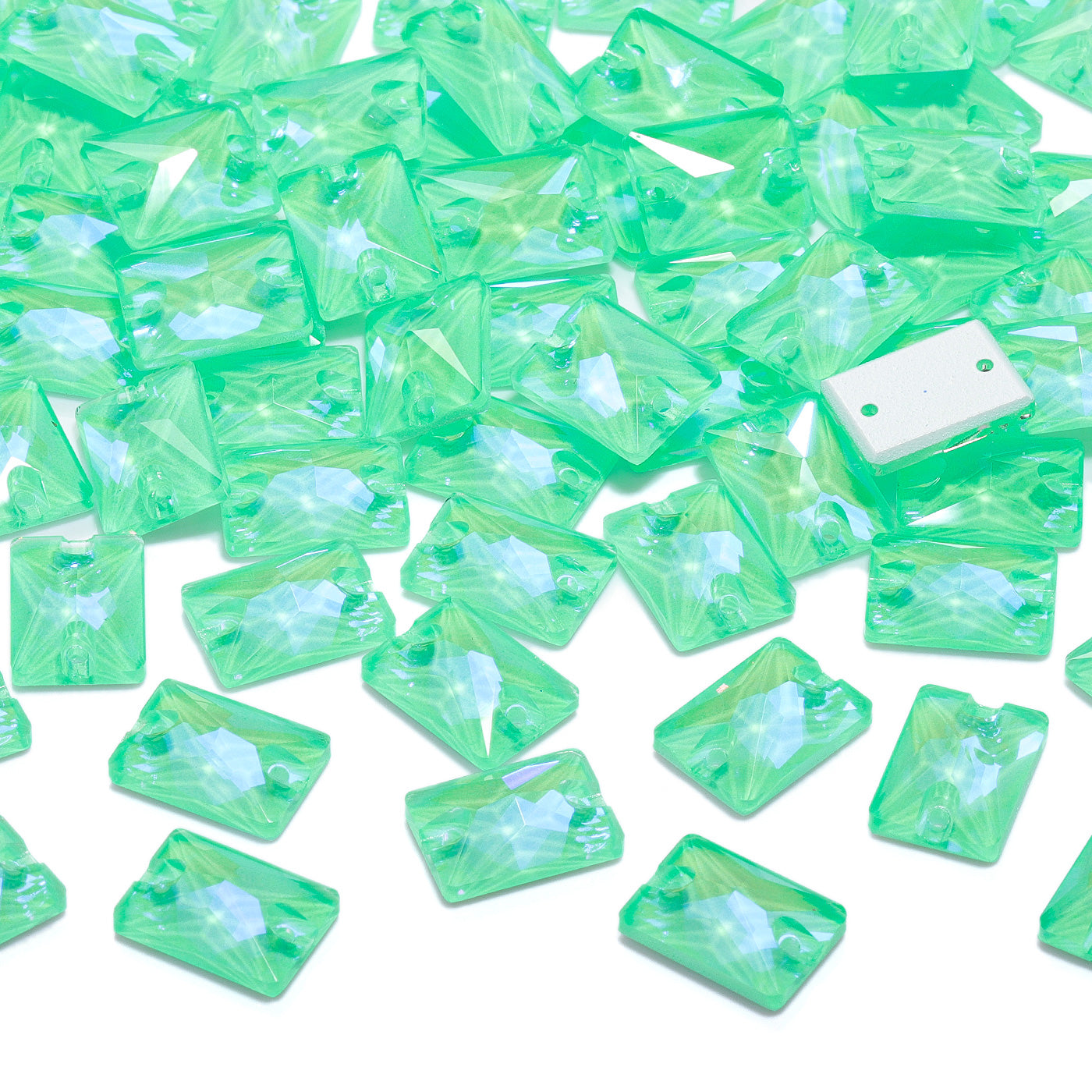 Electric Neon Greenwrap Rectangle Shape High Quality Glass Sew-on Rhinestones