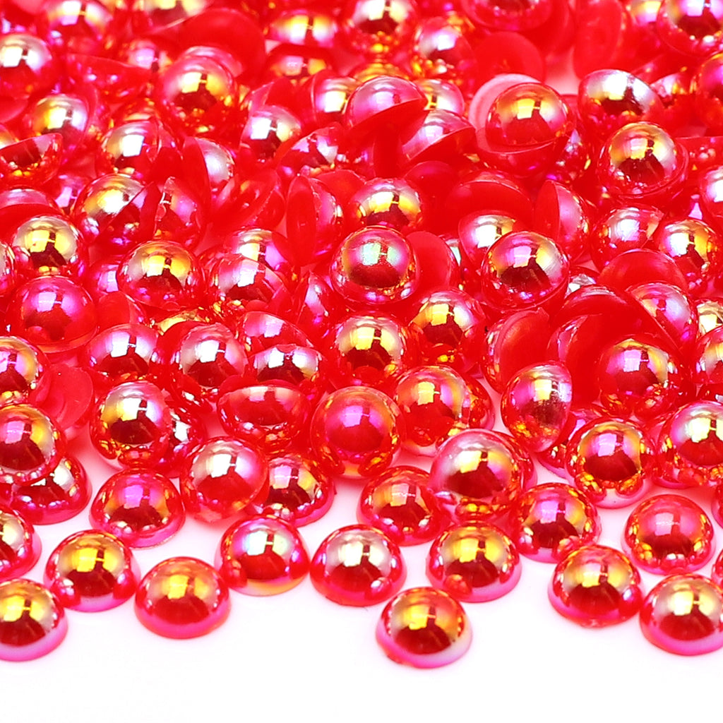 Siam AB Resin Flat Back Pearls Multi Sizes WholesaleRhinestone