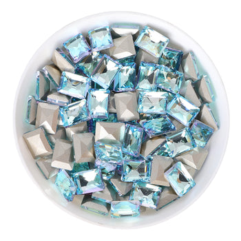 Blue Fairy Rectangle Shape Glass Pointed Back Fancy Rhinestones WholesaleRhinestone